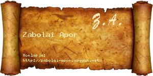 Zabolai Apor névjegykártya